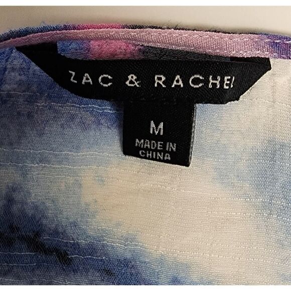 Zac & Rachel Tie Dye Round Neck Short Sleeve Blue/Pink Size Medium - Picture 5 of 6